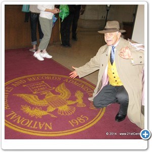 Dr. Bob demonstrates he is visiting the National Archives and Records Administration building.